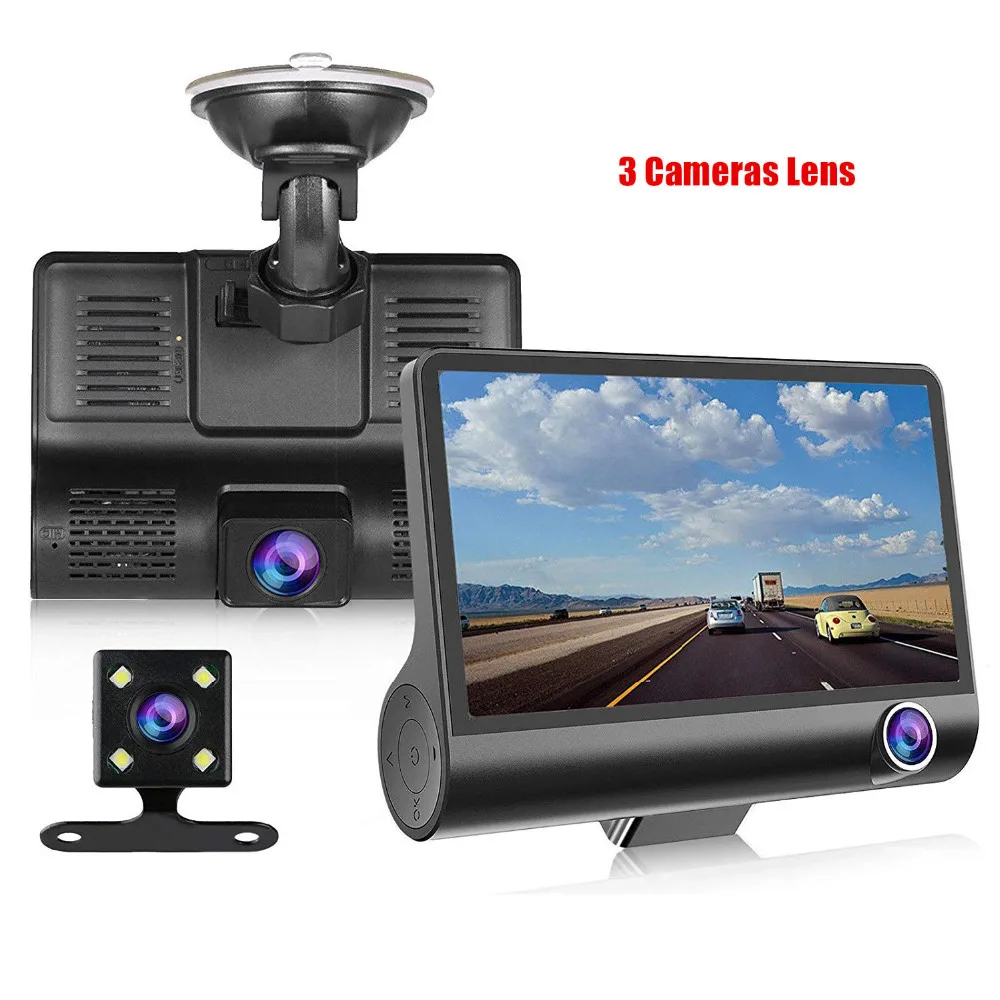 

Dash Cam 4 Inch IPS Dash Camera Dual Lens 3 Cameras Lens Car DVR With Rearview Camera Video Recorder Auto Registrator Dvrs