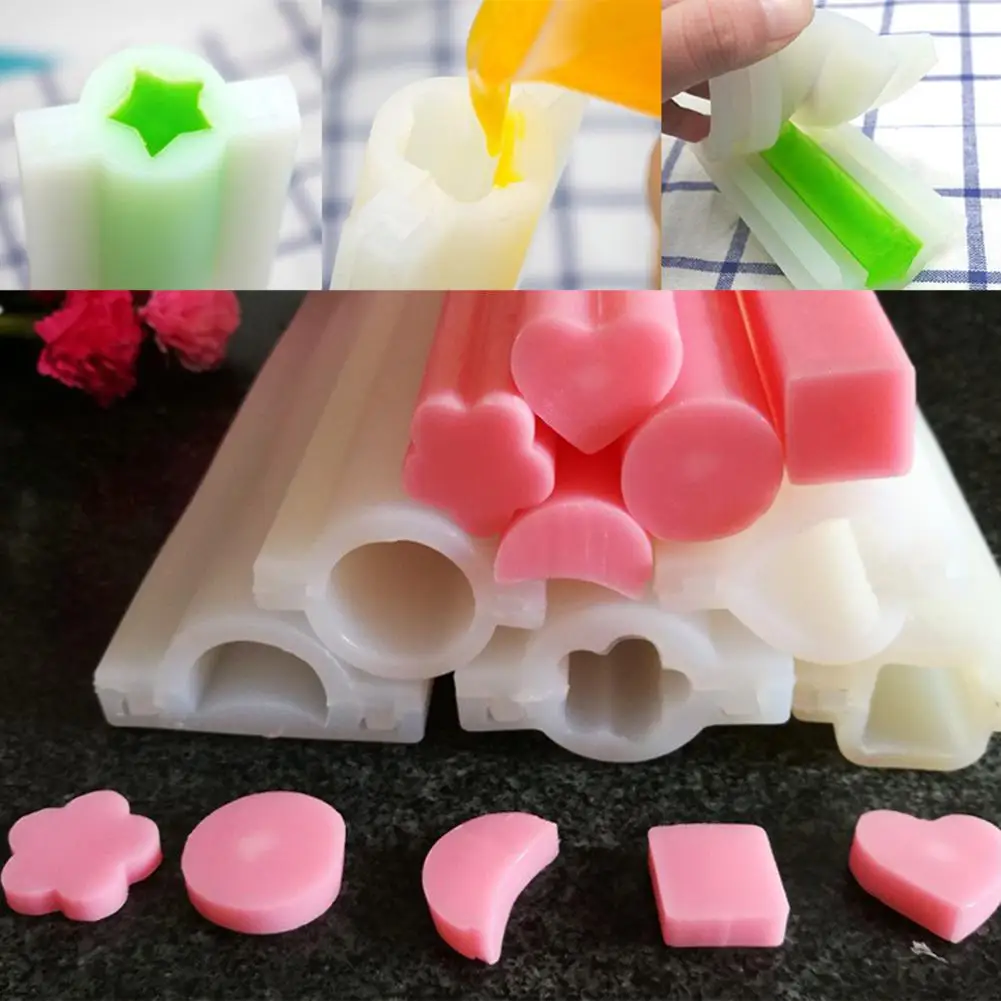 

Round Heart-shaped Plum Blossom Shape Five-pointed Star DIY Handmade Silicone Soap Tube Mould