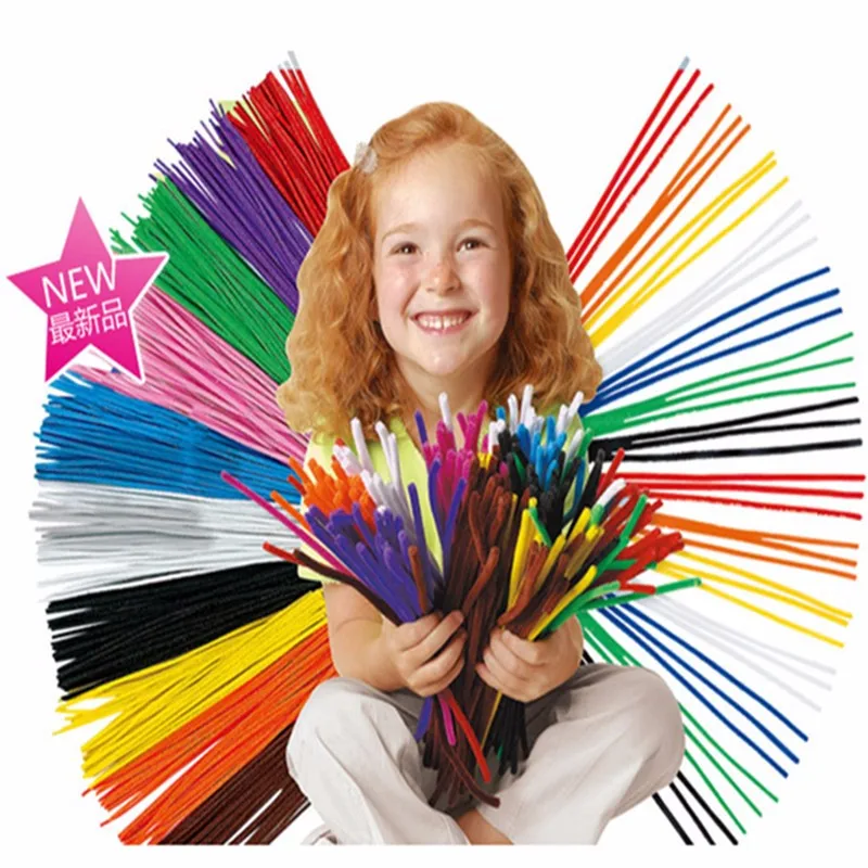 Новинка 100 шт разноцветные плюшевые железные проволоки гибкие флокированные рукодельные палочки для чистки труб креативные Развивающие игрушки для детей сделай сам