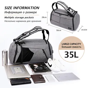 

Men Travel Bags Large Capacity Outdoor Duffle Anti-Theft Design Hand Weekend 35L Bag Waterproof Multifunctional Backpack
