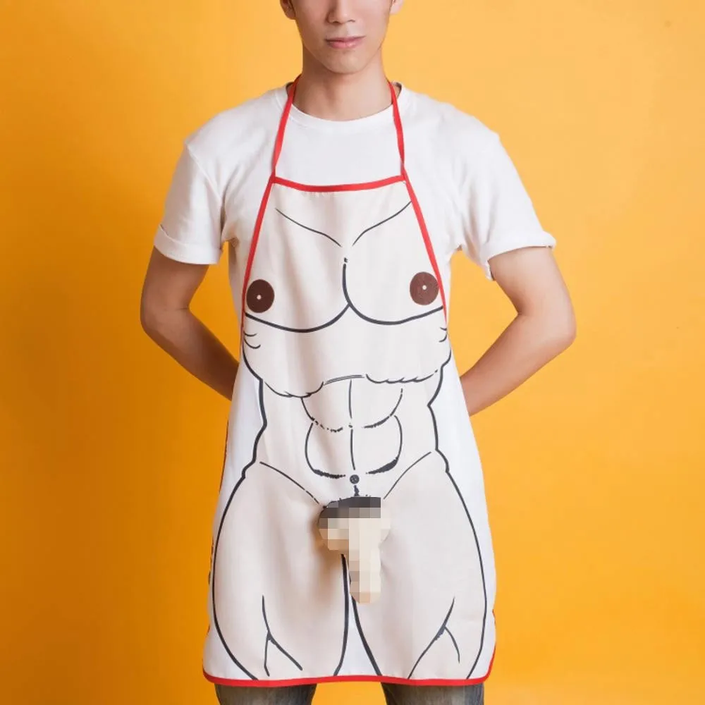 NEW Sexy Novelty Mens Waterproof Polyester Cooking Aprons Funny Manga Kitchen Apron For Baking