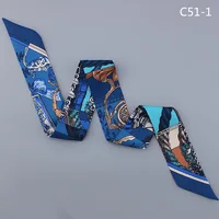 New Fashion Brand Rope Print Silk Small Ribbon Women Silk Scarf Handbag Ribbons Female Head Scarf Long Scarves C51 2