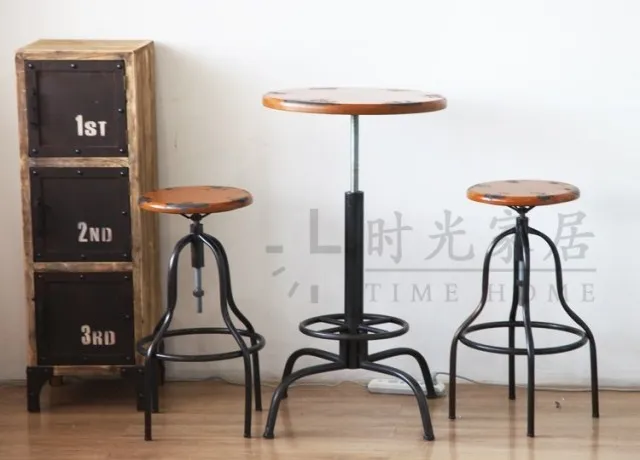American Village Wind Retro Old Metal Bar Stool Chair American Village Wind Retro Old Metal Bar Stool Chair Lift Coffee Tables And Chairs Combination