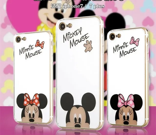 

soft Mickey Mouse hello kitty Mirror protective TPU Case phone case For iPhone 8 X 6/6S 7 7Plus XR XS Max