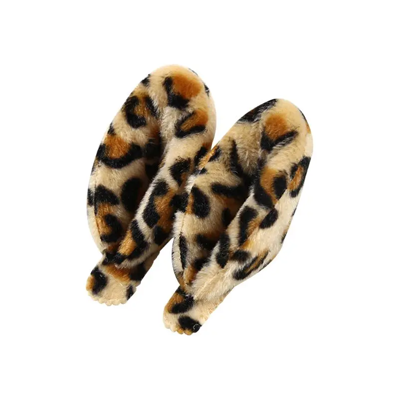 

Women Girls Cute Fluffy Plush Cat Fox Ears Hair Clips Leopard Printed Cosplay Animal Metal BB Hairpins Water Drop Party Snap Bar