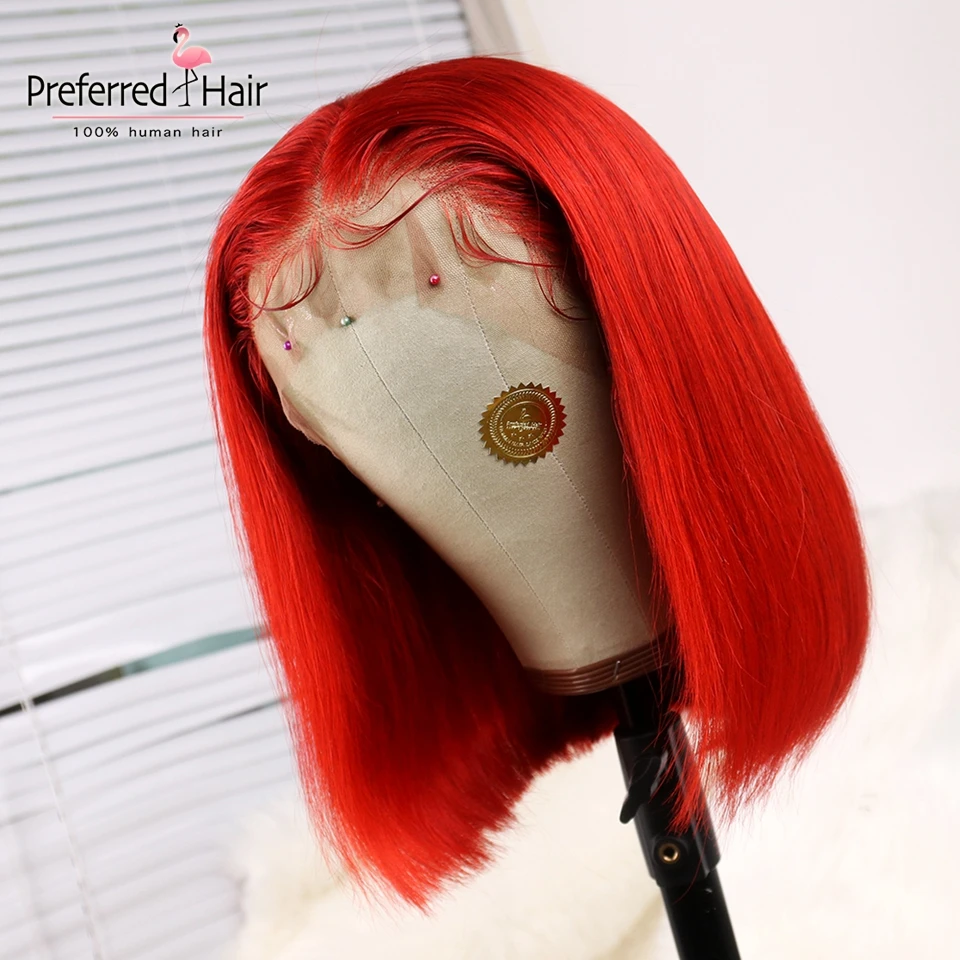 Предпочтительный бразильский Remy боб парик 13x6 Омбре парик фронта шнурка с детскими волосами предварительно выщипанные короткие парики из человеческих волос для черных женщин