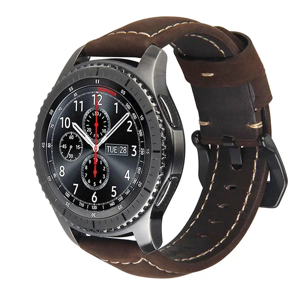 Ремешок из натуральной кожи для Samsung Gear S3 S2 Galaxy 42/46 мм active браслет часов Amazfit Stratos 2 2S