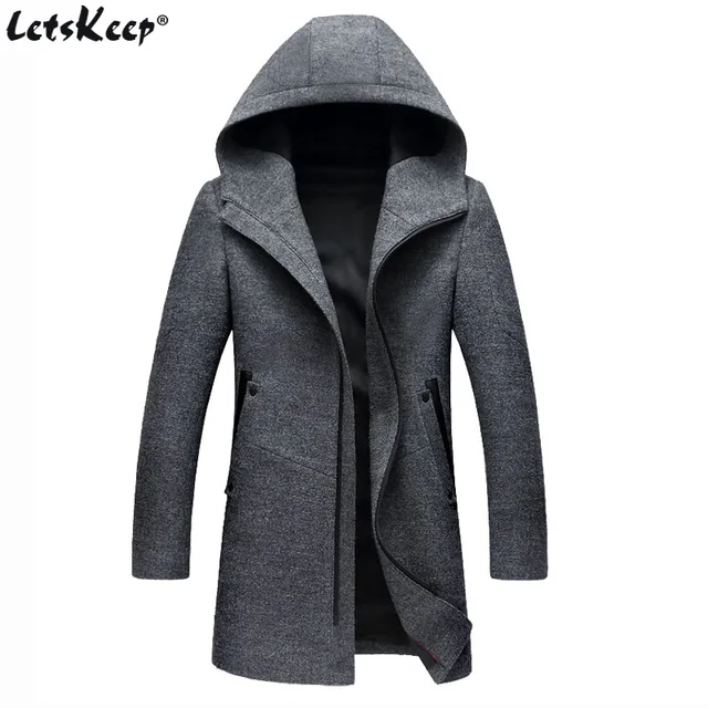 2017 Letskeep Hooded Parka Men Coats Winter Zipper Long