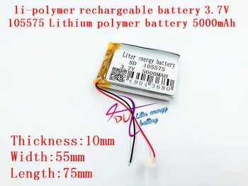 

li-po Li-polymer MODEL 105575 5000mah 3.7V lithium polymer battery MP3 MP4 GPS The connector