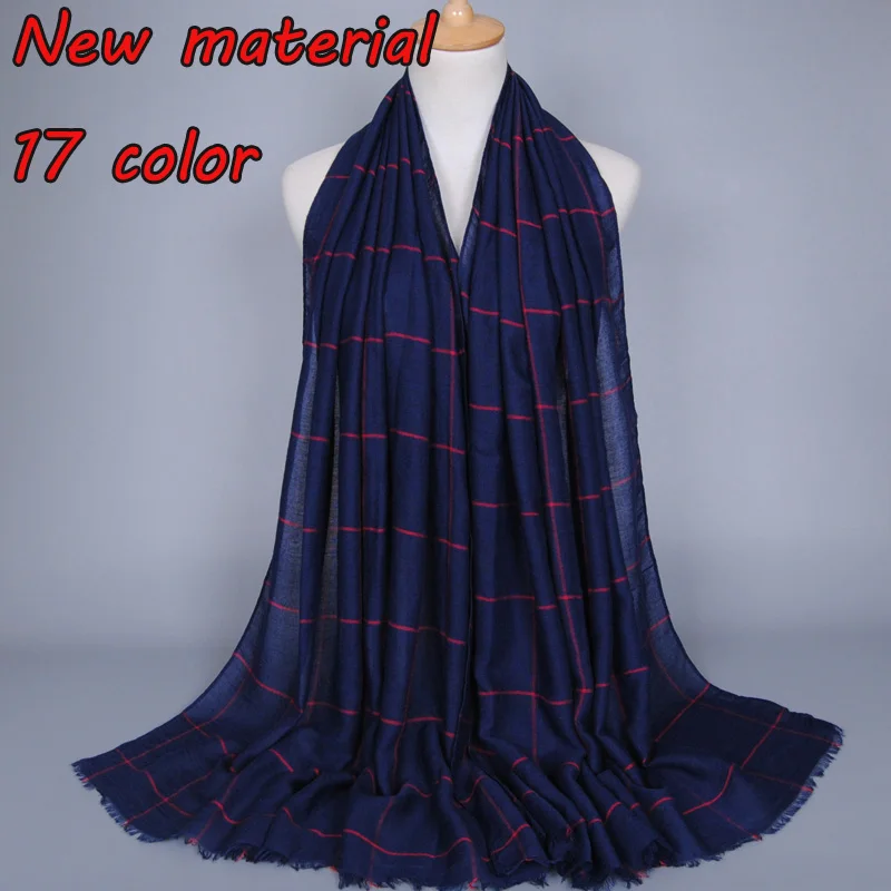 

17 color High quality ladies cotton plaid popular shawls muffler headband hijab summer cape muslim scarves/scarf 10pcs/lot