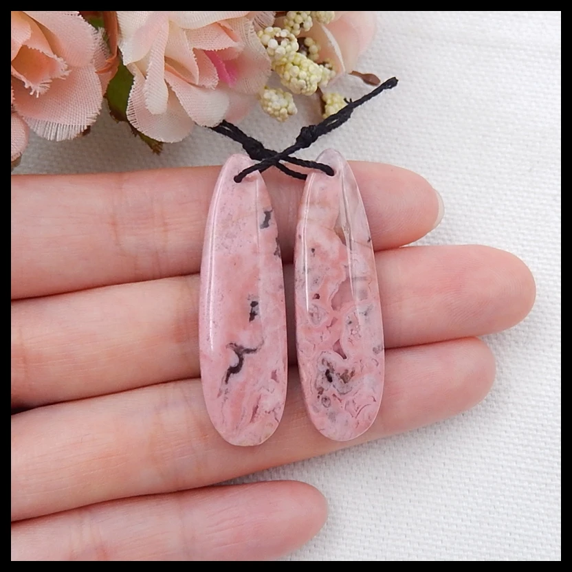 

Natural Gemstone Rhodonite fashion woman Earring Beads,Semi-precious stones jewelry accessories,41x12x5mm,12g