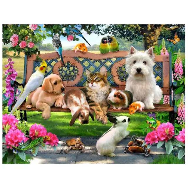 319 28 De Réduction4030cm Bricolage 5d Animal Paradis Diamant Peinture Chien Chat Oiseau Broderie Peinture Point De Croix Kit In Peinture Point