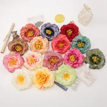 

10pcs 9CM Silk peonies new Year Christmas for home wedding car decor accessories fake plastic diy gifts cheap Artificial flowers