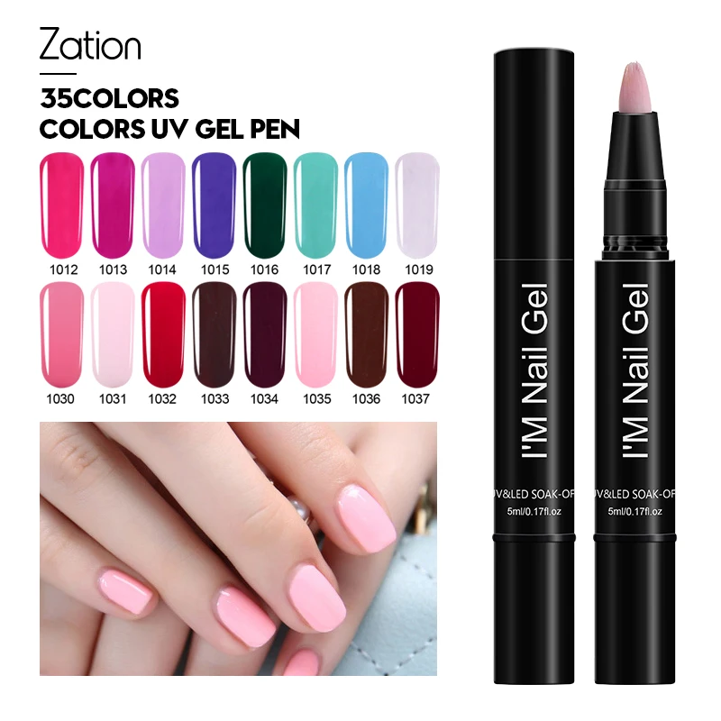 

Zation New 5ml UV Gel Nail Polish Hybrid Nail Brush Pen Do Gel Lacquer Color Soak Off Need Base Top Coat LED Uv Lamp Nail Art