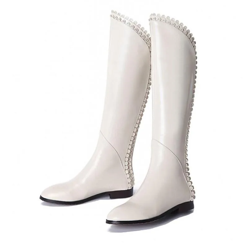 Лидер продаж, женские ботинки высокого качества удобные теплые белые ботинки на плоской подошве из воловьей кожи, размеры 34-40