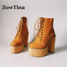 Модные женские военные ботинки на платформе в британском стиле; кожаные ботильоны; botas Mujer; обувь на высоком массивном каблуке; sapatos femininos; женcкая Брендовая обувь