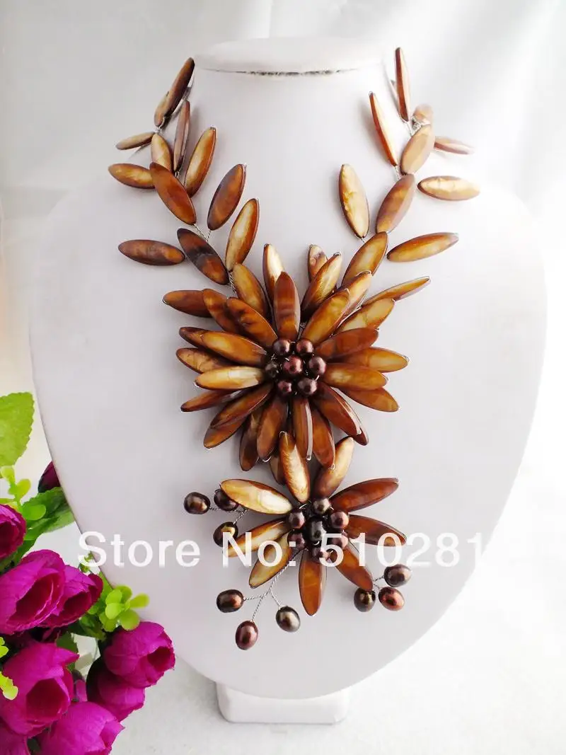 

Free ship!!! Z-603 Elegant Fashion Wrap Shell Flower Jewelry Necklace