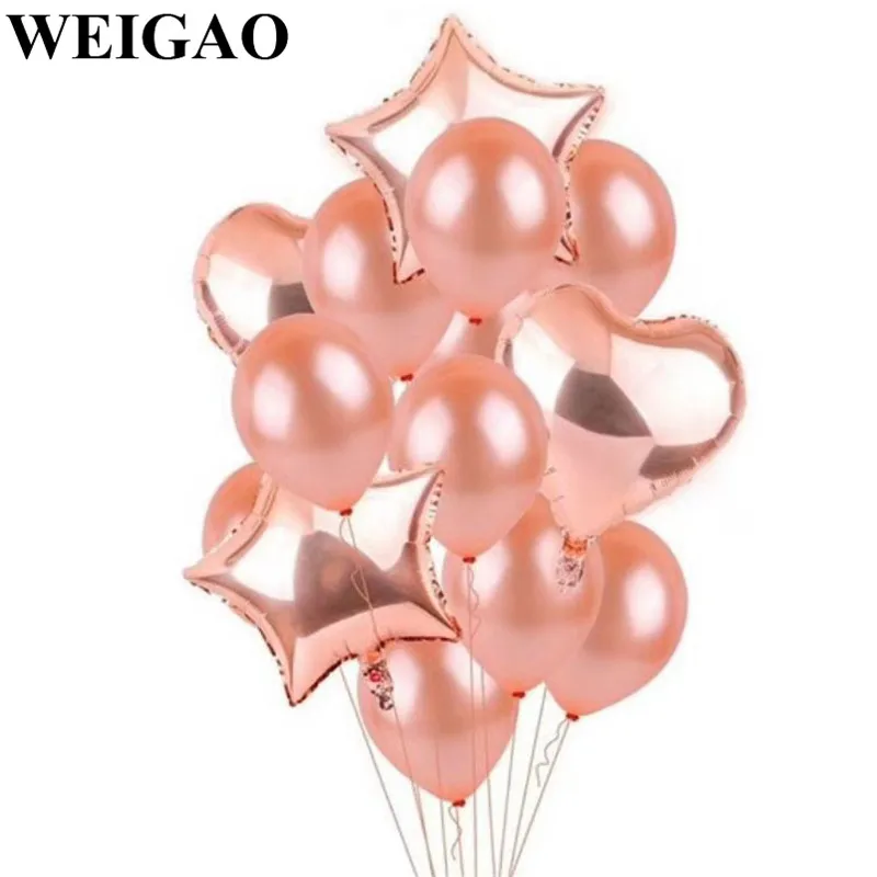 

WEIGAO Rose Gold Birthday Party Balloons 1st Birthday Party Foil Balloons Set Baby Shower Anniversary Event Party Decor Supplies