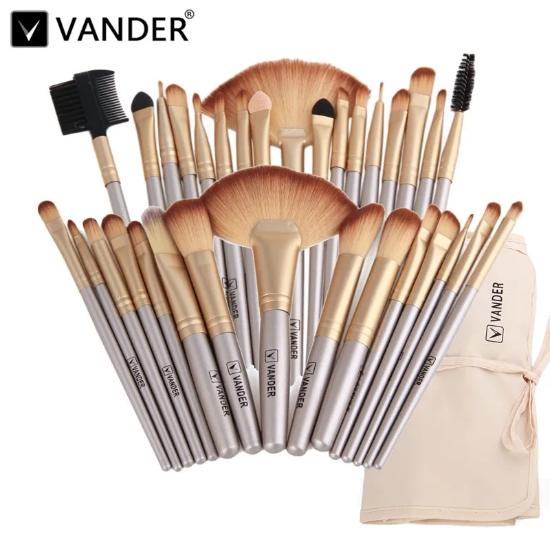 Vander Professional Soft Champagne 32pcs Makeup Brushes Set Beauty Cosmetic Real Make Up Tools Eyeshadow Blush Blending w/Bag|beauty cosmetic|makeup brush set32pcs makeup brushes set - AliExpress