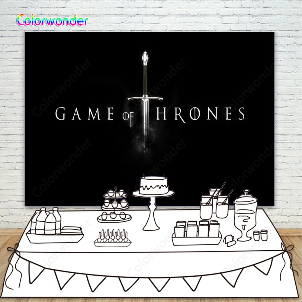 

Thrones Game Black Vinyl Photography Backdrop Sword Backgrounds For Cosplay Party Wall Decorations Photo Studio Props Photocall