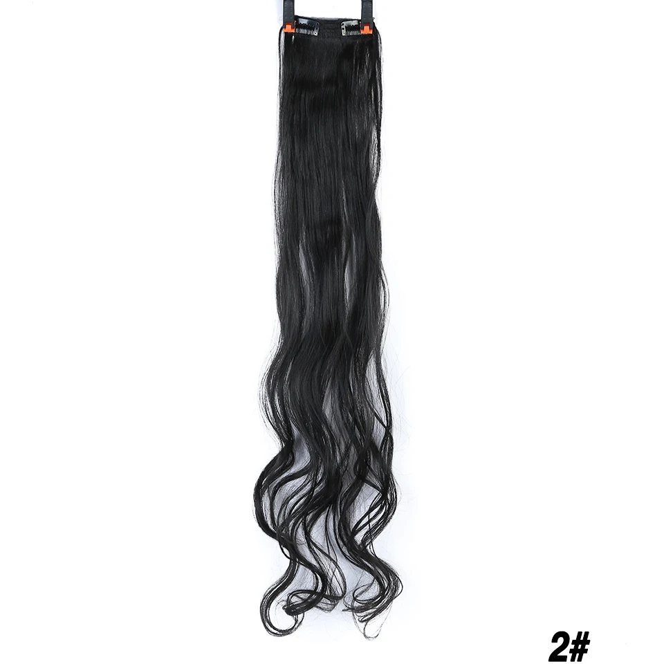 WTB HAIR Heat Resistant Synthetic 3 Sizes 2 Clip Long Curly Hair Extensions One Piece for Women Hair Extensions