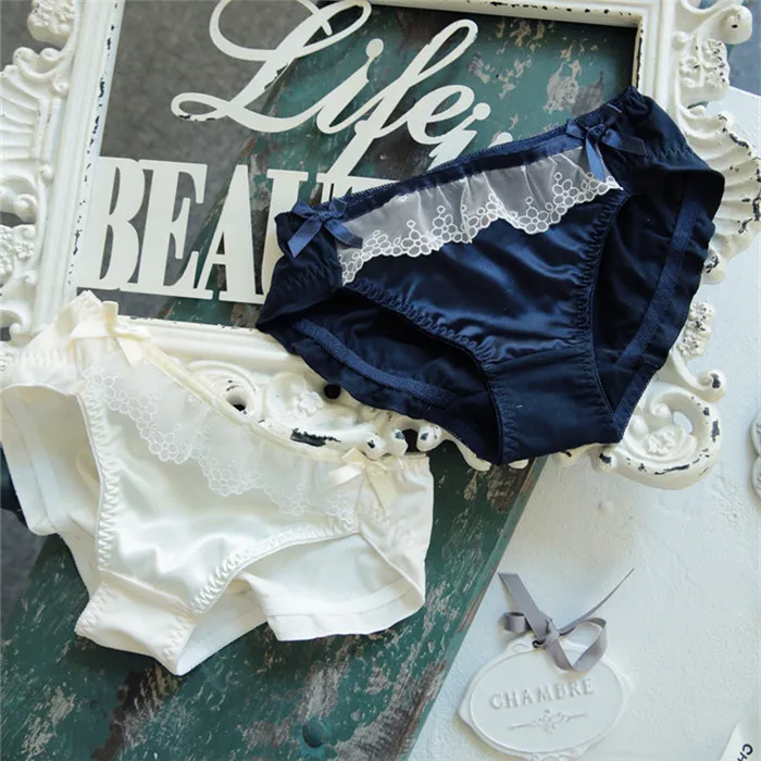 New product elegant soft satin bow knot girl underwear,ladies underwear