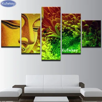 

5 pcs Full Square Drill 5D DIY Diamond Painting Buddha statue diamond Embroidery China Cross Stitch Mosaic Rhinestone decor