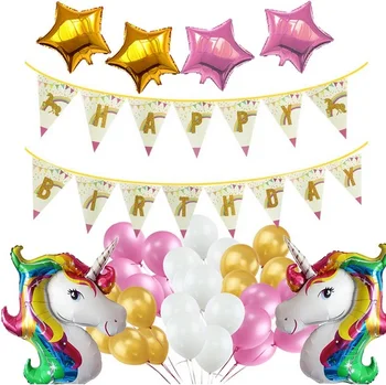 

Unicorn Themed Party Decoration Set Tissue Paper Tassel Garalnd Paper Pom Poms Unicorn Banner Foil Balloon Kids Birthday Wedding