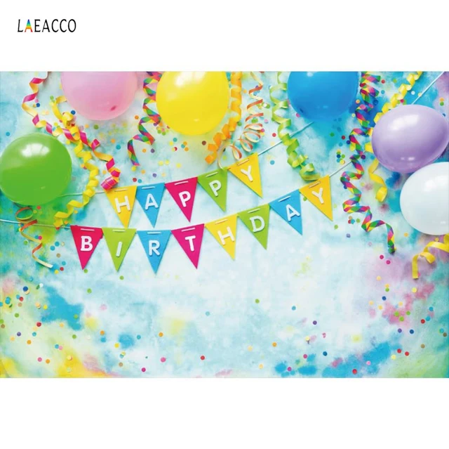US $6.60 Birthday Party Colorful Balloons Flag Ribbon Family Shoot Decor Baby Portrait Photo Backdrops Photo