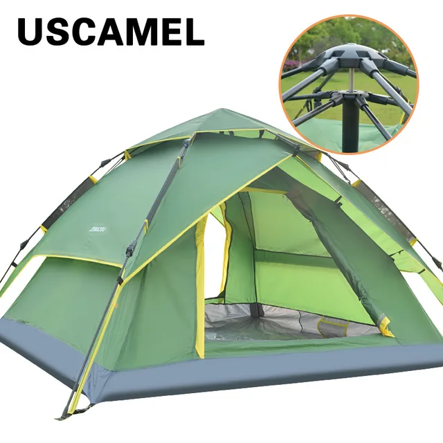 Cheap High Quality Double Layer 3/4 Person Rainproof Outdoor Tourist Camping Tent for Bivouac Hiking Fishing Hunting 200*200*135