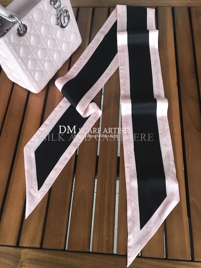 Настоящий Шелковый саржевый длинный шарф модные женские шарфы Beadband Tie Bag ремень Foulard 180*14 см