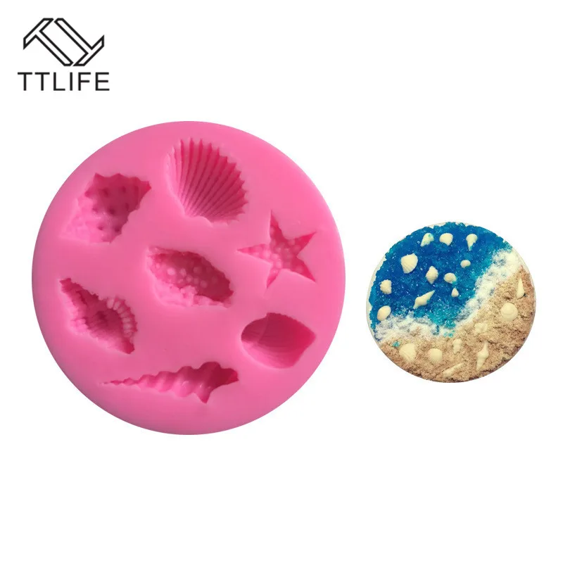 

TTLIFE Conch Shell Starfish Silicone Mold Marine Life Fondant Cake Decorating Tools Pastry Dessert Chocolate Cookie Baking Mould