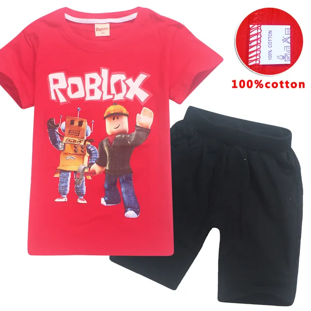 6 14 Summer New Style Roblox Fashion Cartoon Kids Baby Boy Cotton T Shirt Casual Shorts Set Clothing Sets Aliexpress