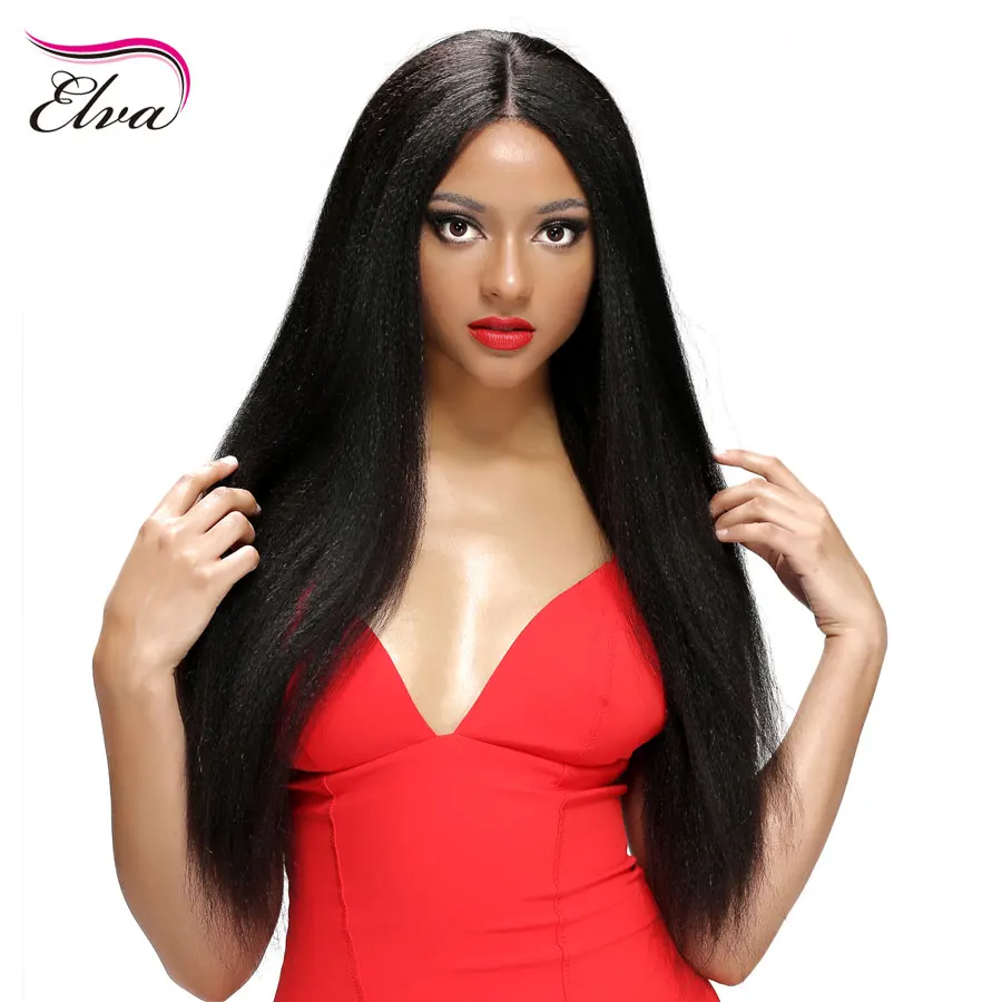 

Elva Hair Brazilian Lace Front Human Hair Wigs For Black Women Italian Yaki Straight Wig With Baby Hair Bleached Knots 10-26''