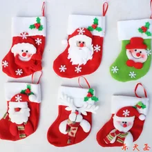 Рождественские чулки с Санта-Клаусом и снеговиком и оленем, украшения с рождественской елкой, украшения для рождественской елки, Рождественский подарок 100 шт./партия
