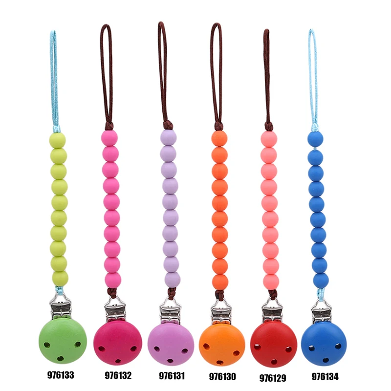Wood Bead High Quality Baby Pacifier Clip Dummy Chain Nipple Holder Infant Soother Teether Feeding | Мать и ребенок