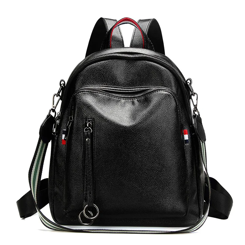 

Women Backpack Leather Black Travel Bag Big Schoolbag For Girls Fashion Female Knapsack Ladies Student Laptop
