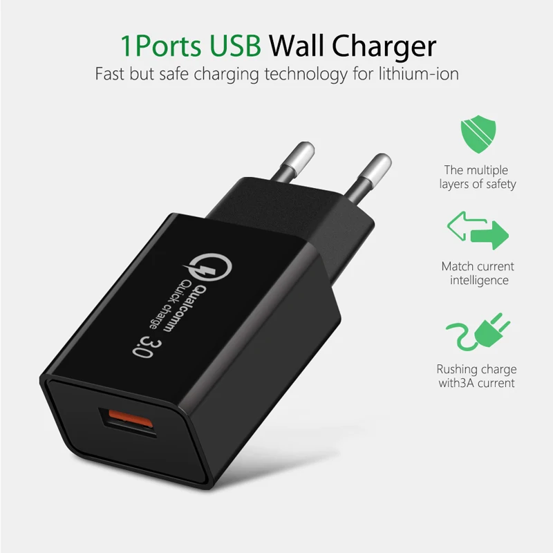 Oppselve شاحن USB مزدوج ، سريعة تهمة 3.0 الهاتف المحمول قابش الشاحن نمط الاتحاد الاوروبي السفر محول حائط ل فون XS سامسونج الهاتف شاحن