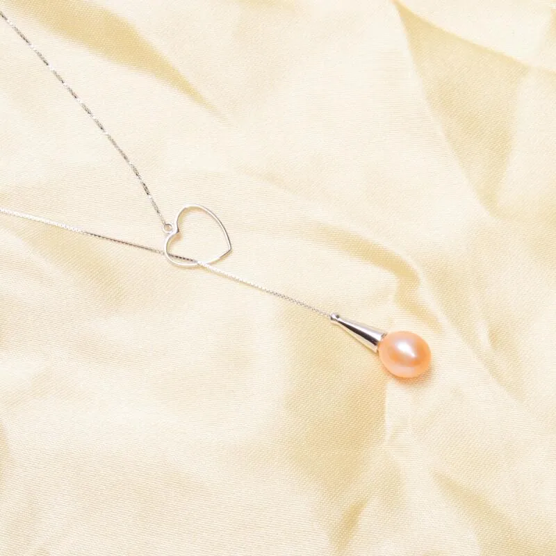 ASHIQI Настоящее 925 пробы Серебряное ожерелье в форме сердца кулон натуральный пресноводный жемчуг ювелирные изделия для женщин подарок