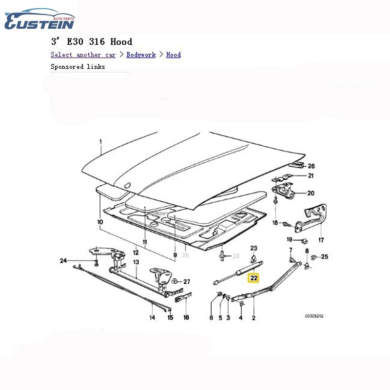 Газовая стойка капота для BMW E32 M30 M60 M70 51231908465 передняя черная газовая пружина левая и правая один комплект из двух предметов 730i 735i 745i