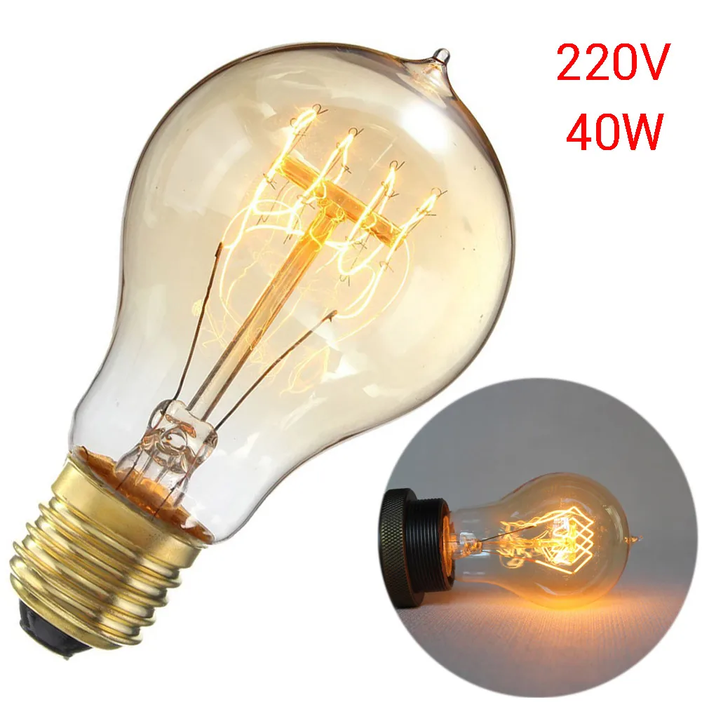 1PC Retro Edison Waterdrop E27 ST64 Tungsten Loop Warm Light LED Incandescent Bulb Bar cafe Decor Lamp 40W 60W