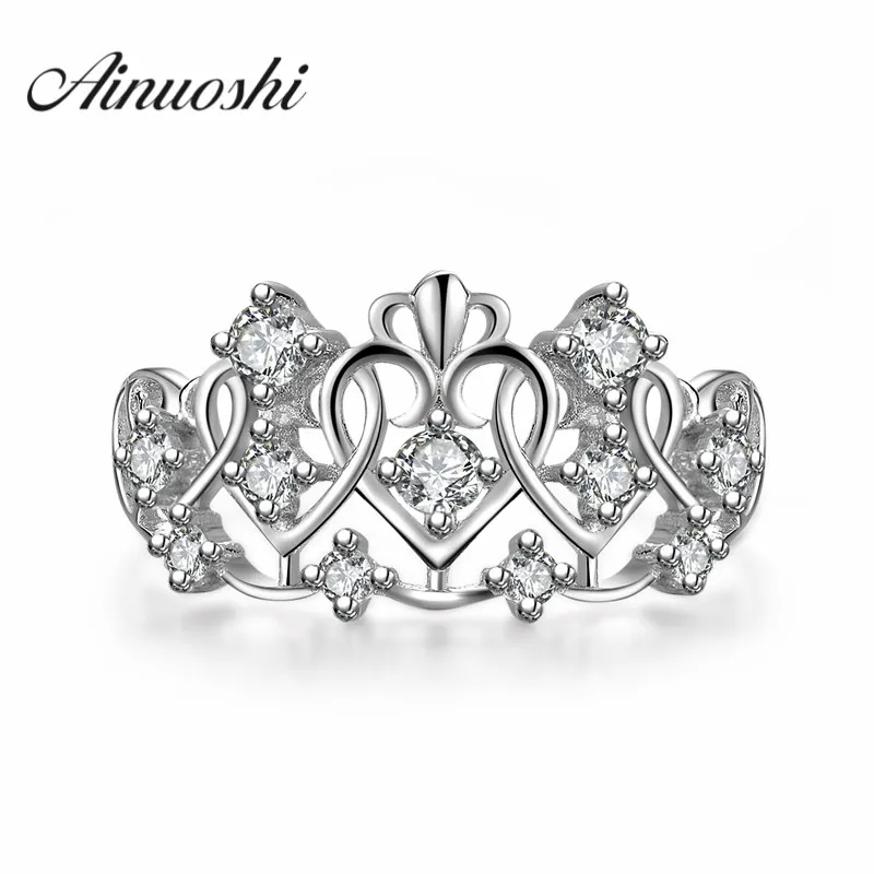 Crown Ring Palace Restoring Ancient Ways The Queen's Temperament Anillos Heart Shaped 925 Sterling Silver Rings For Women Gift