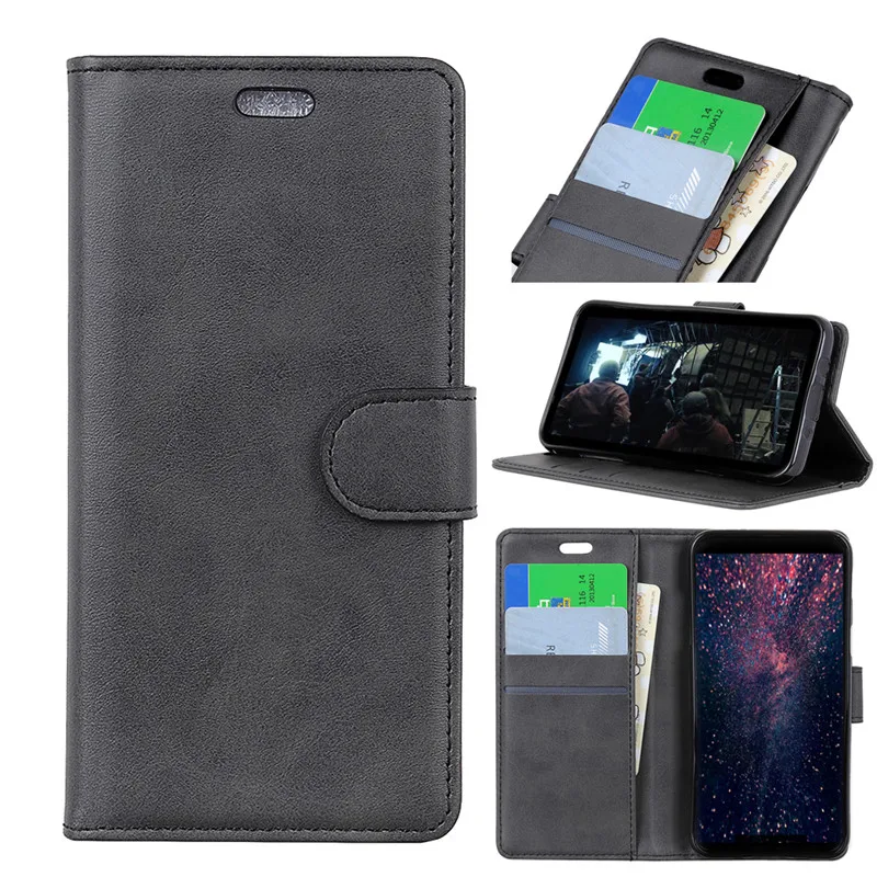 For Funda Huawei Y7 Prime 2018 Case Plain Leather Business Cover Y7Prime Wallet Flip Stand Phone Cases | Мобильные телефоны и