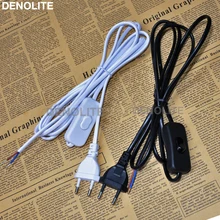 50 шт. 2,5 м провода ЕС Подключите кабель переменного тока с 303 на включения/выключения кулисный переключатель в европейском стиле от 2 круглых штекерных соединителя цвета: прозрачный, черный Мощность шнур с диммируемым переключателем