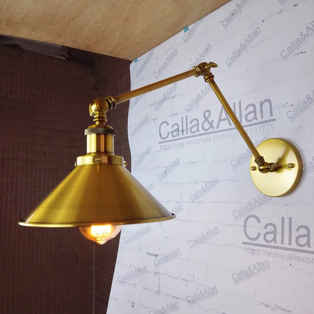 Swing arm sconce lamps with long arm Industrial Articulating Brass Wall Lamp for workroom