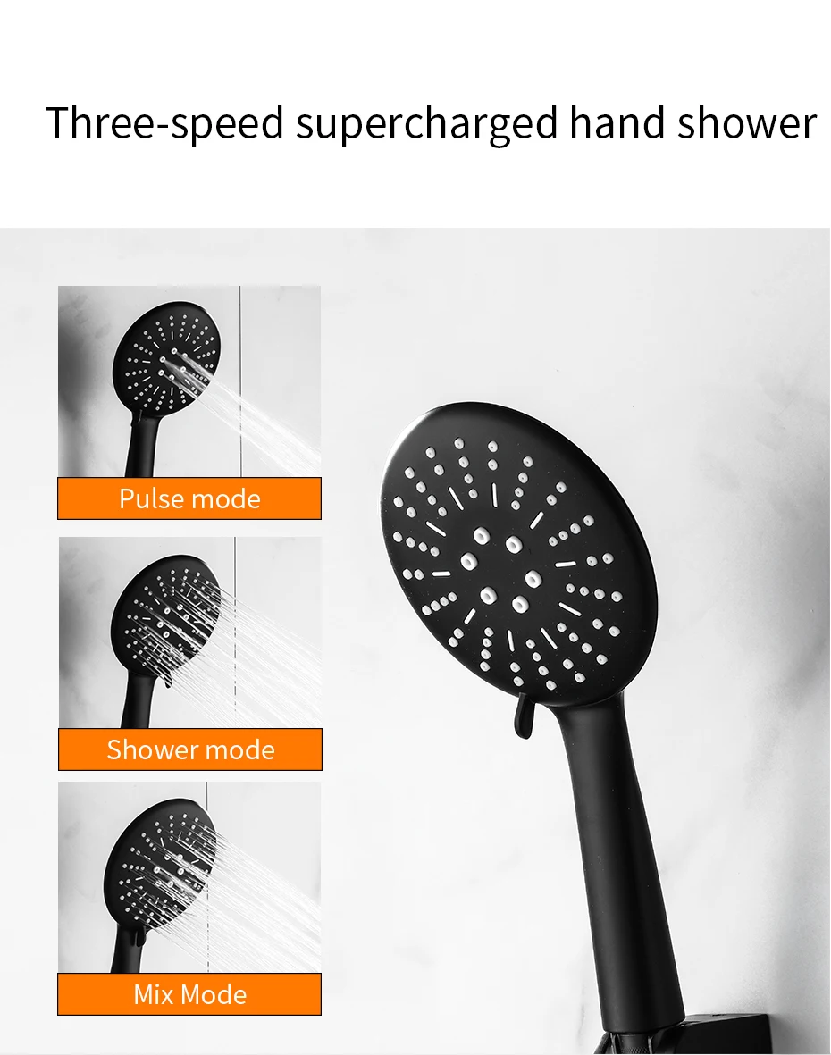Смеситель для душа черное Латунное настенное крепление для ванной смеситель дождь ручной Одноручный роскошный керамический смеситель для ванной комнаты SY-22R