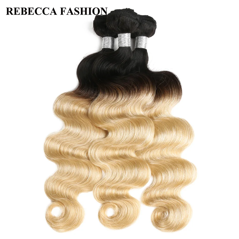Rebecca Brazilian Hair Weave Bundles Body Wave Remy Ombre Blonde Human Hair Extensions 3 Bundles T1b613 Salon Ombre Hair Weft body-wave : image Rebecca Brazilian Hair Weave Bundles Body Wave Remy Ombre Blonde Human Hair Extensions 3 Bundles T1b613 Salon Ombre Hair Weft body-wave