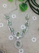 Natural green prehnite Necklace Natural Gemstone Pendant Necklace 925 sliver women trendy Crown women engagement fine Jewelry