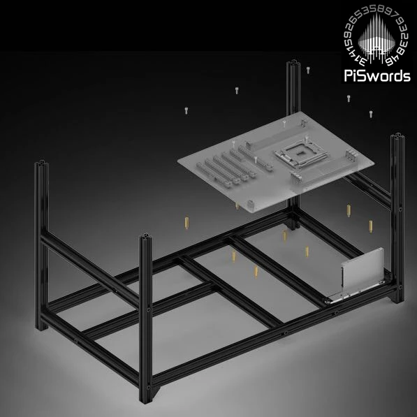 VEDDHA 6 GPU установка для майнинга алюминиевый Штабелируемый чехол на открытом