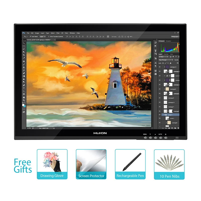 Лидер продаж Huion GT 190 19 дюймов ЖК монитор Цифровой графический Интерактивная